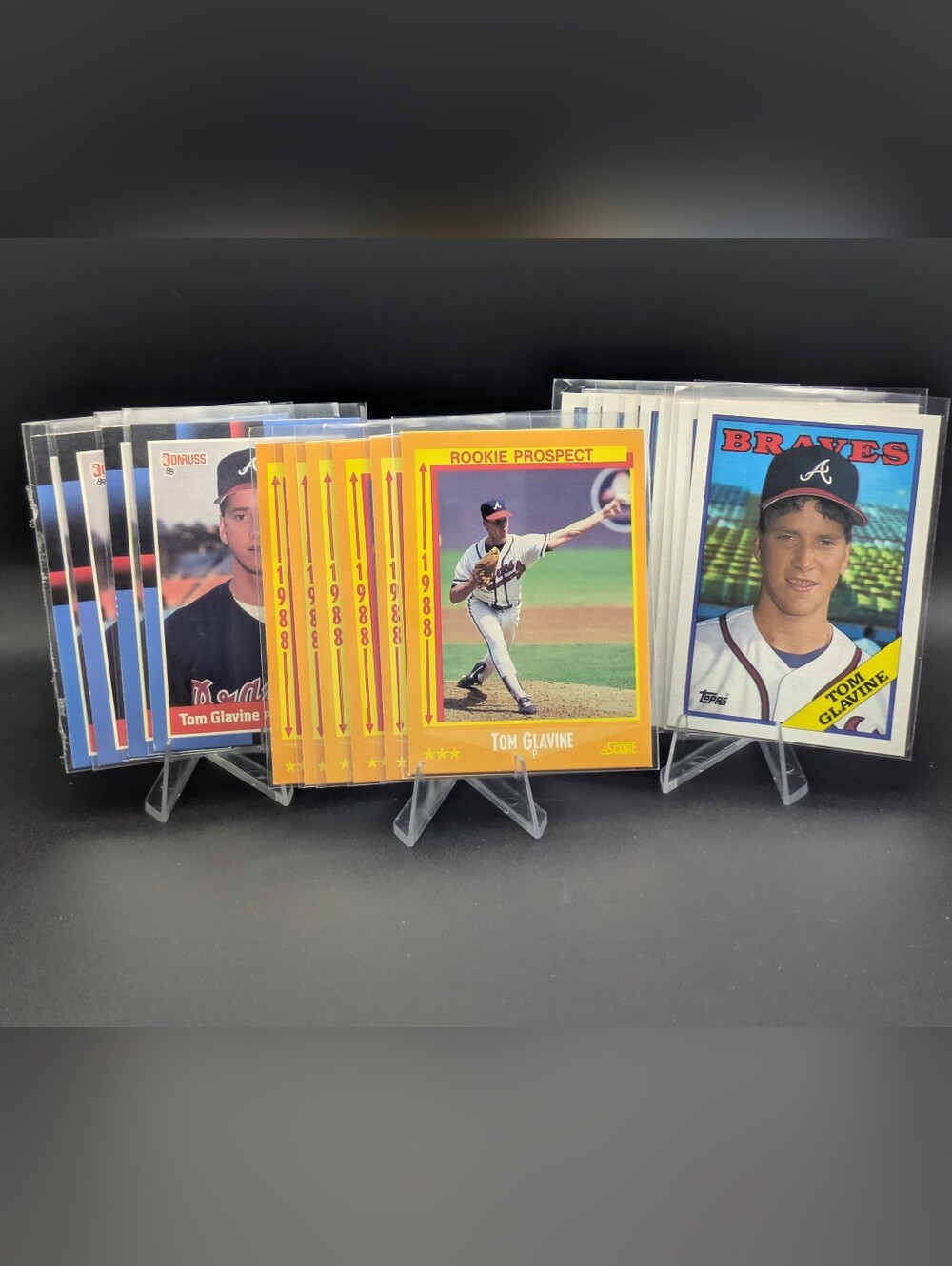 Tom Glavine 19 RC ROOKIE CARD Lot 1988 Topps 779 Donruss 644 Score 638 Braves